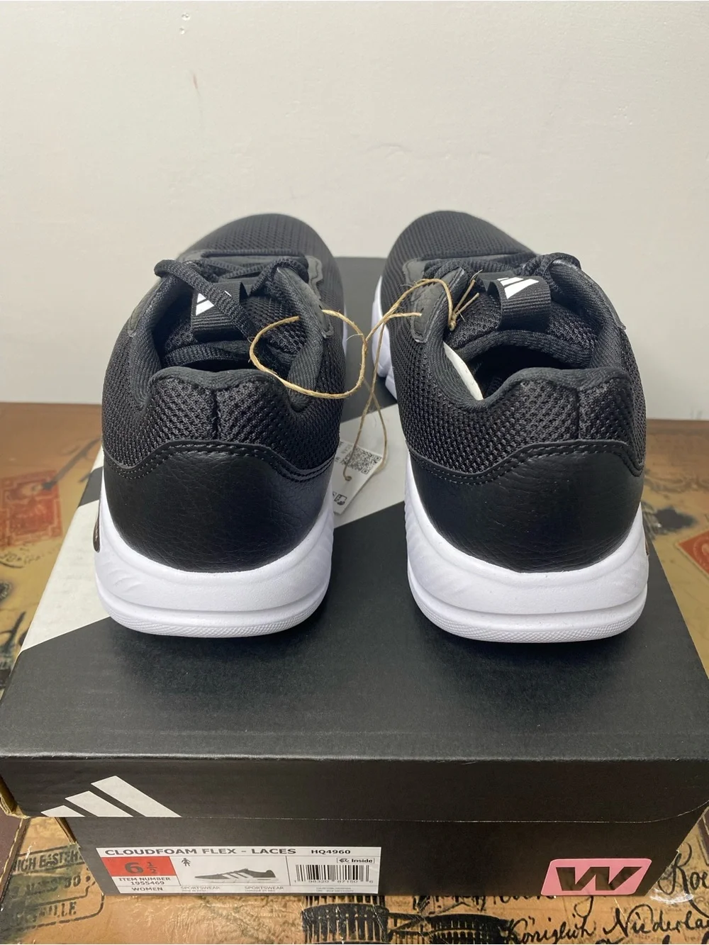 Adidas Womens Black and White Cloudfoam Flex Sneakers US Size 6.5